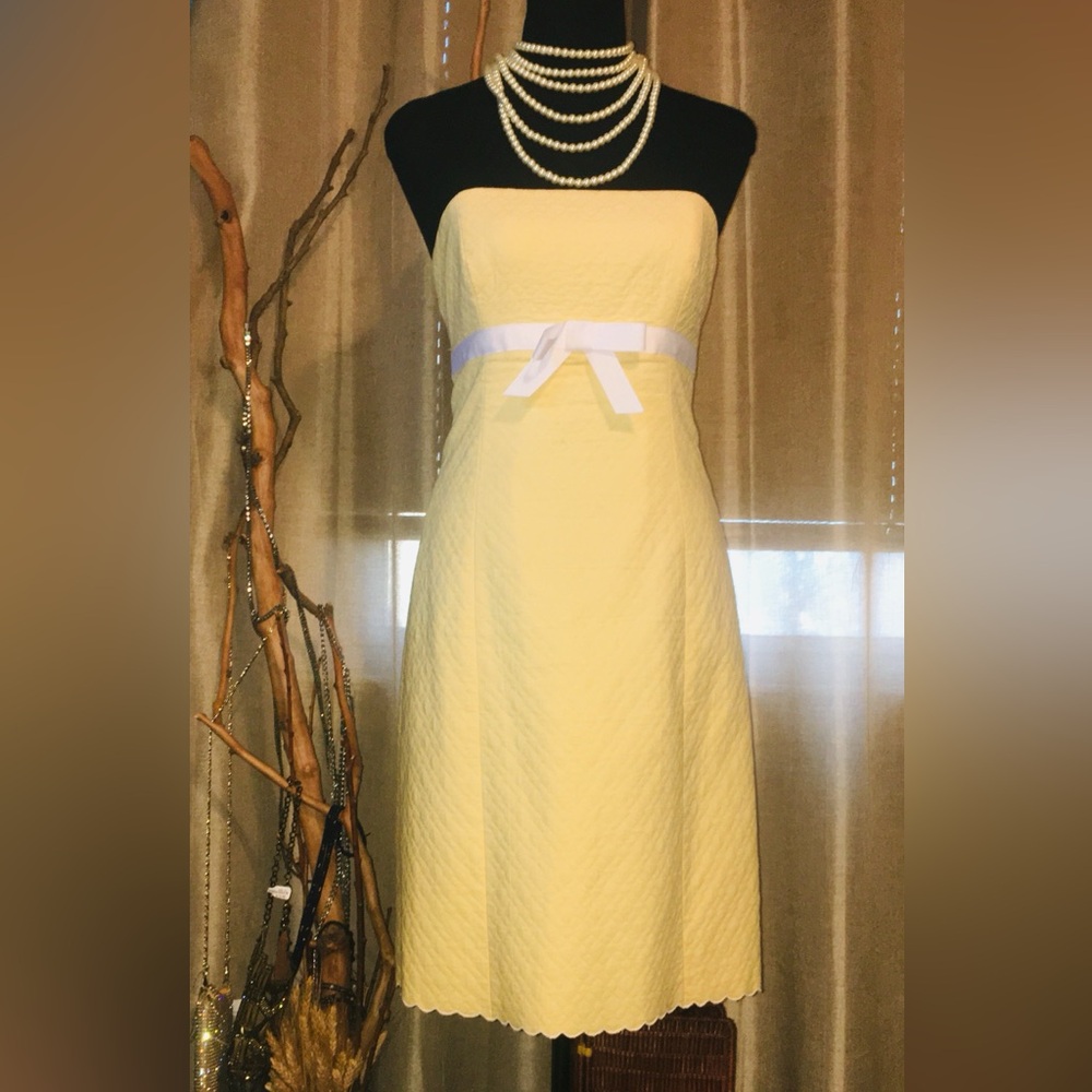 Shoshanna Yellow Strapless Quilted Dress